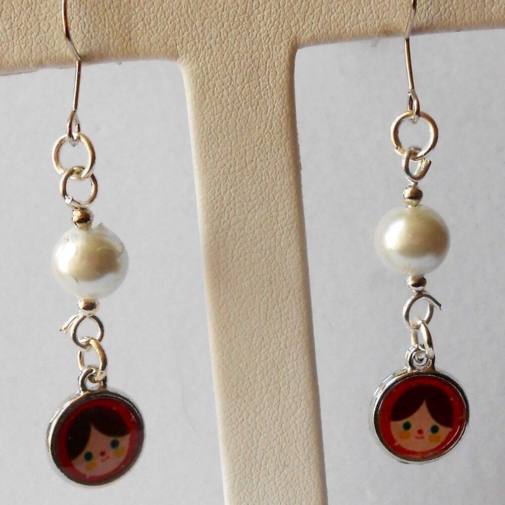 No 375 Handmade earrings with enameled silver charms